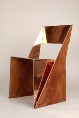 copper, formed plywood, prototype, stackable chair, tlf01, tobias labarque, veneer